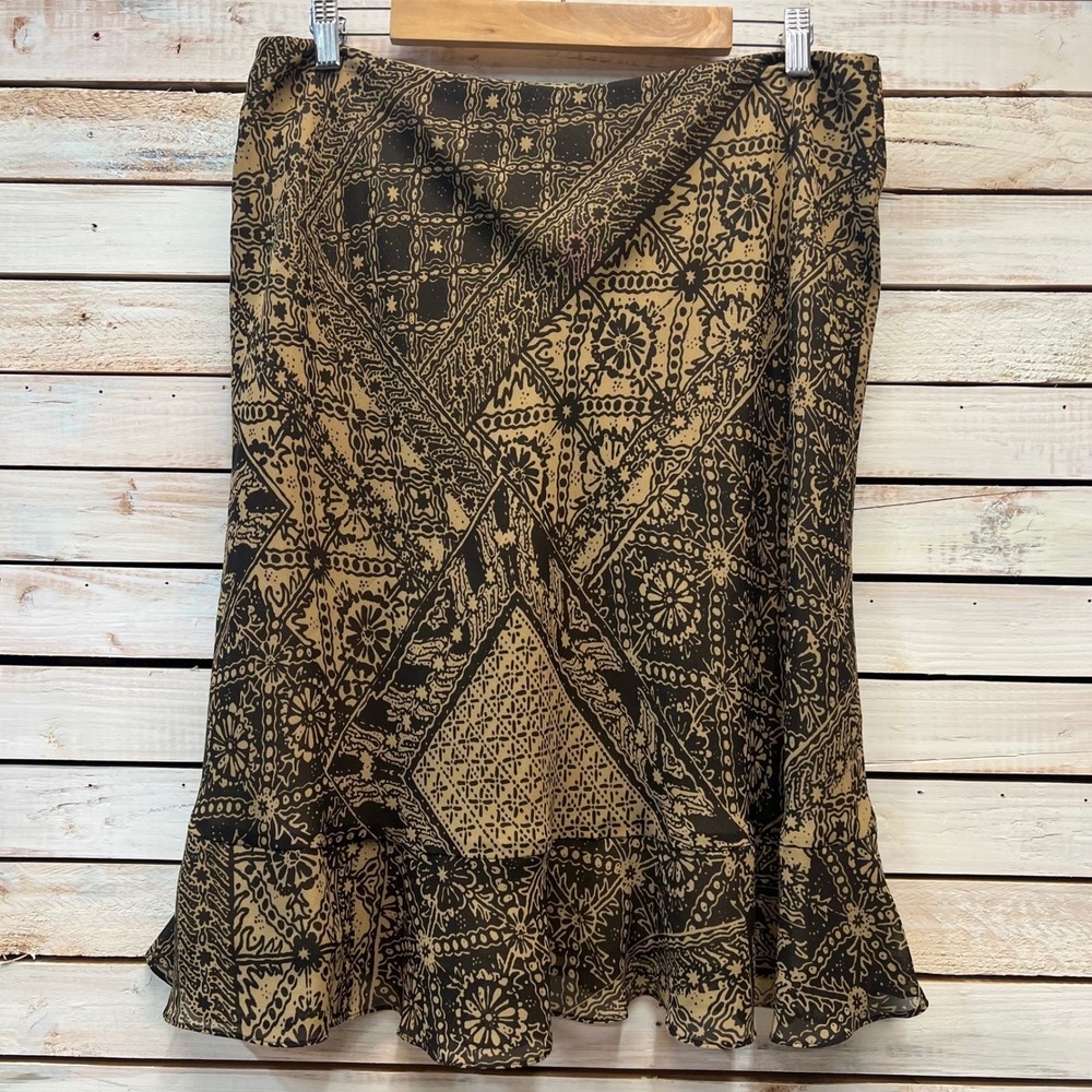 Chaps Y2K Boho Handkerchief Ruffle Festival Asymmetrical Skirt Large - Picture 4 of 7